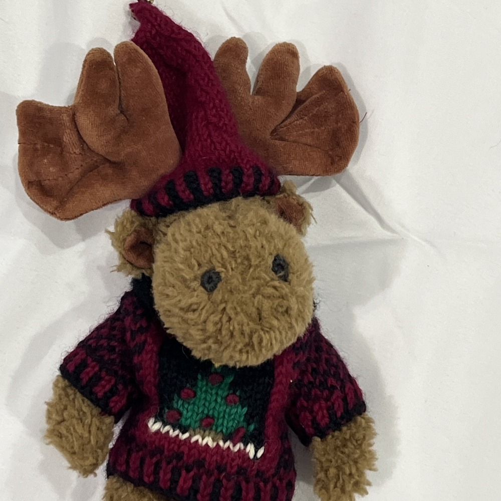 BOYDS BEAR Christmas Moose in Sweater & Jingle Hat 12" Stuffed Plush‎ Animal